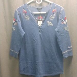 Alp N Rock Blue Embellished Relaxed Blouse